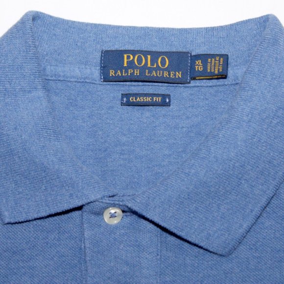 Polo Ralph Lauren Mens Collared Blue Shirt XLTG Tall Cotton Red Logo Classic Fit - Picture 4 of 4